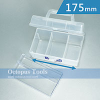 Plastic Compartment Box 2 Layers, 1 Tray, Adjustable Dividers, Handle, 6.9x4.3x3.8 inch