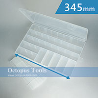 Plastic Compartment Box 35 Grids, Adjustable Dividers, Hanging Hole, 13.6x9.3x2 inch