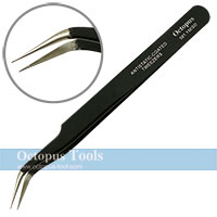 ESD-safe Stainless Steel Non-Magnetic Tweezers Pointed Curved Tip