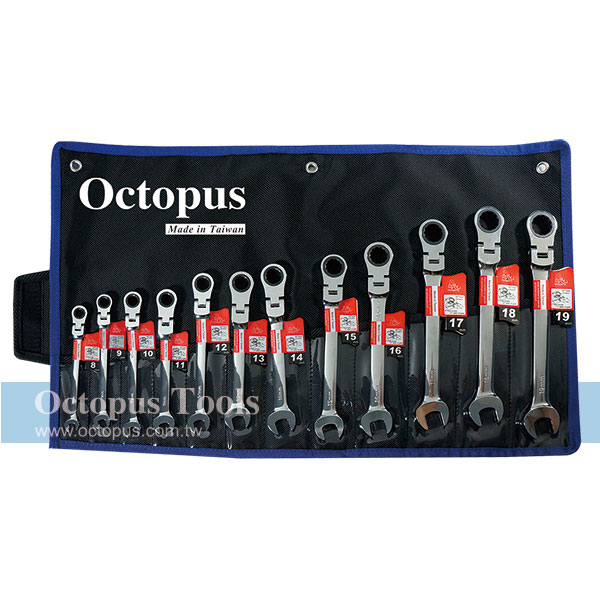 Octopus 12-Piece Flex-Head Ratcheting Combination Wrench Spanner Set